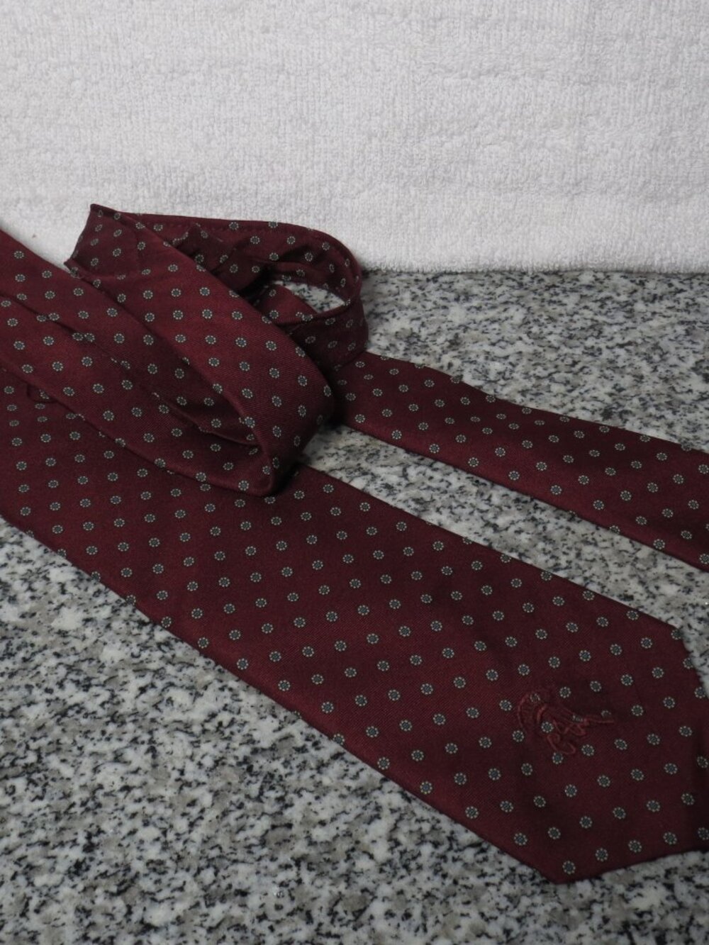 Countess Mara Burgundy Micro Floral Tie 100% Silk Handmade Exc Preowned Conditio